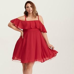 Off the shoulder red dress